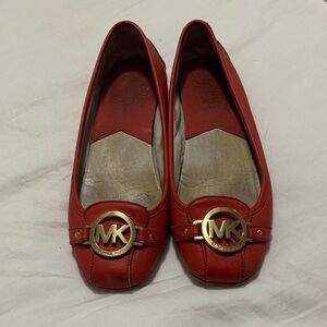 Michael Kors Orange Leather Flats with Gold Logo